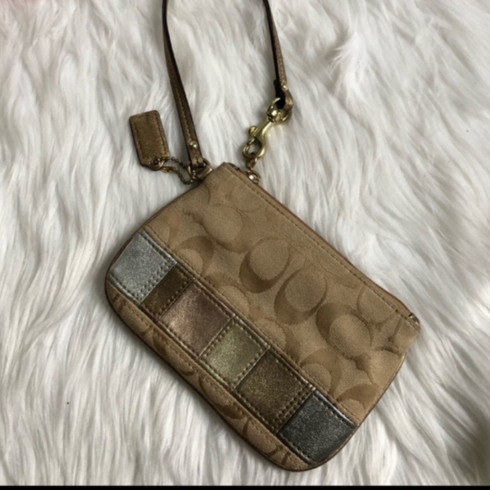 Coach Unique Metallic Leather Patchwork Wristlet - image 4